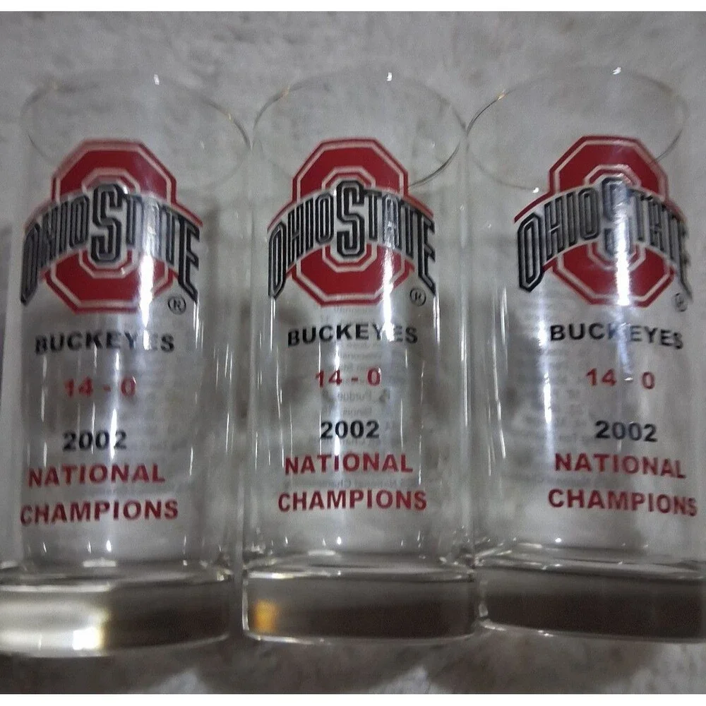 Ohio State Buckeyes 2002 National Champions Drinking Glasses Set of 3